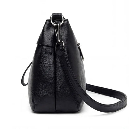 Three-Compartment Shoulder Bag – Soft Faux Leather, Available in Four Colors | ribuella
