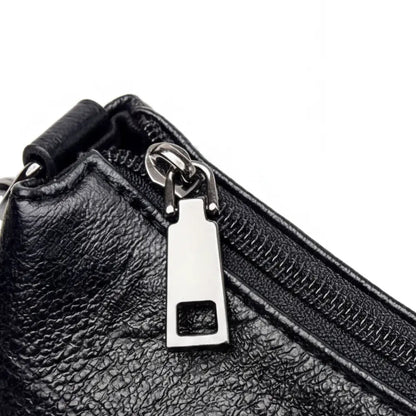 Three-Compartment Shoulder Bag – Soft Faux Leather, Available in Four Colors | ribuella