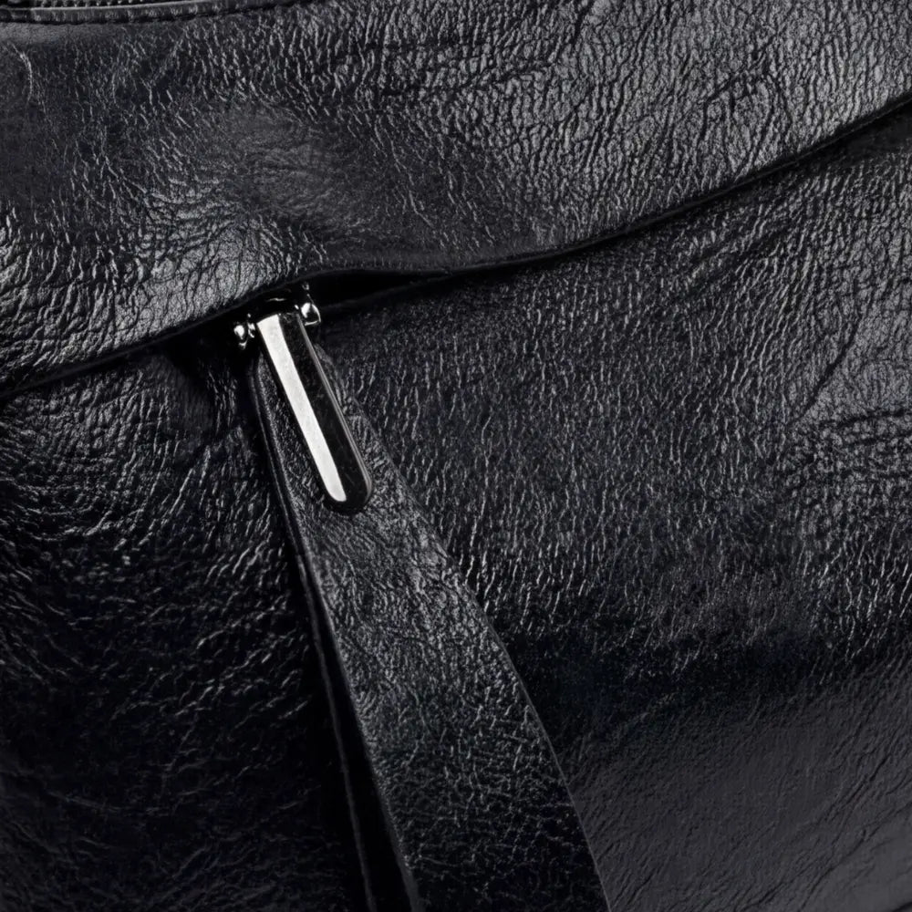 Three-Compartment Shoulder Bag – Soft Faux Leather, Available in Four Colors | ribuella