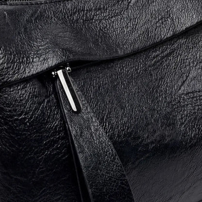 Three-Compartment Shoulder Bag – Soft Faux Leather, Available in Four Colors | ribuella