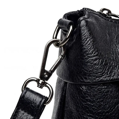 Three-Compartment Shoulder Bag – Soft Faux Leather, Available in Four Colors | ribuella