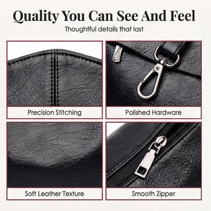 Three-Compartment Shoulder Bag – Soft Faux Leather, Available in Four Colors | ribuella