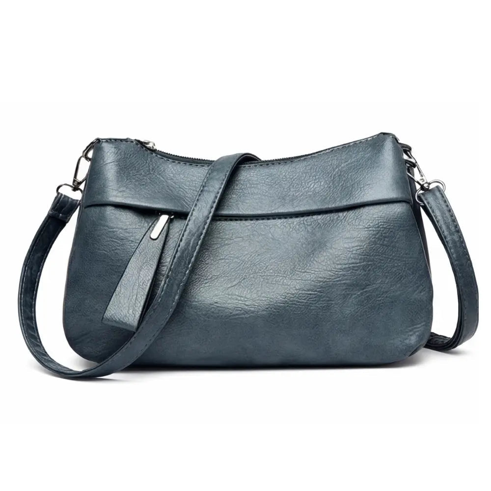 Three-Compartment Shoulder Bag – Soft Faux Leather, Available in Four Colors | ribuella