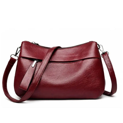 Three-Compartment Shoulder Bag – Soft Faux Leather, Available in Four Colors | ribuella