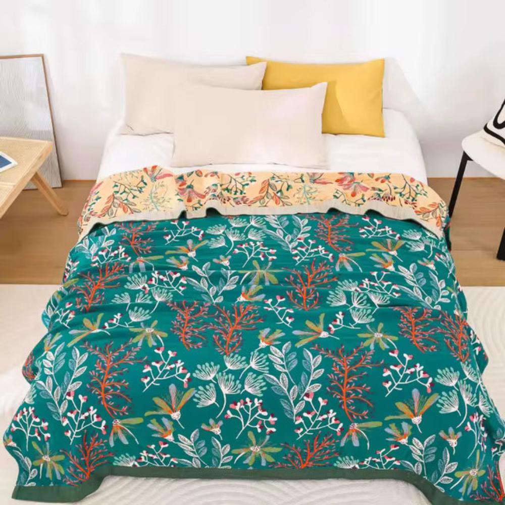 Wildflower Whisper Blanket — Soft Four-Layer Throw Design