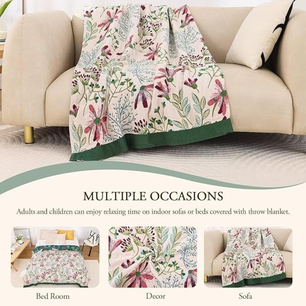 Wildflower Whisper Blanket — Soft Four-Layer Throw Design