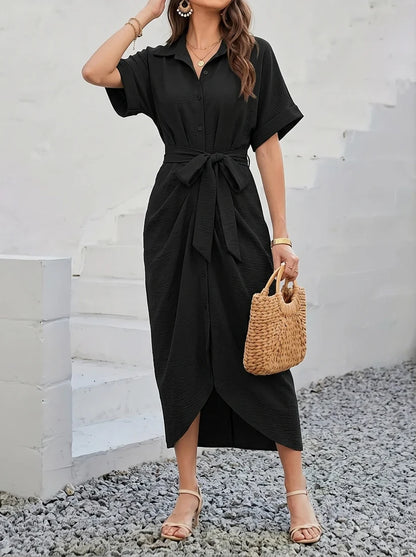 Robe Chemisier Drapée Chic