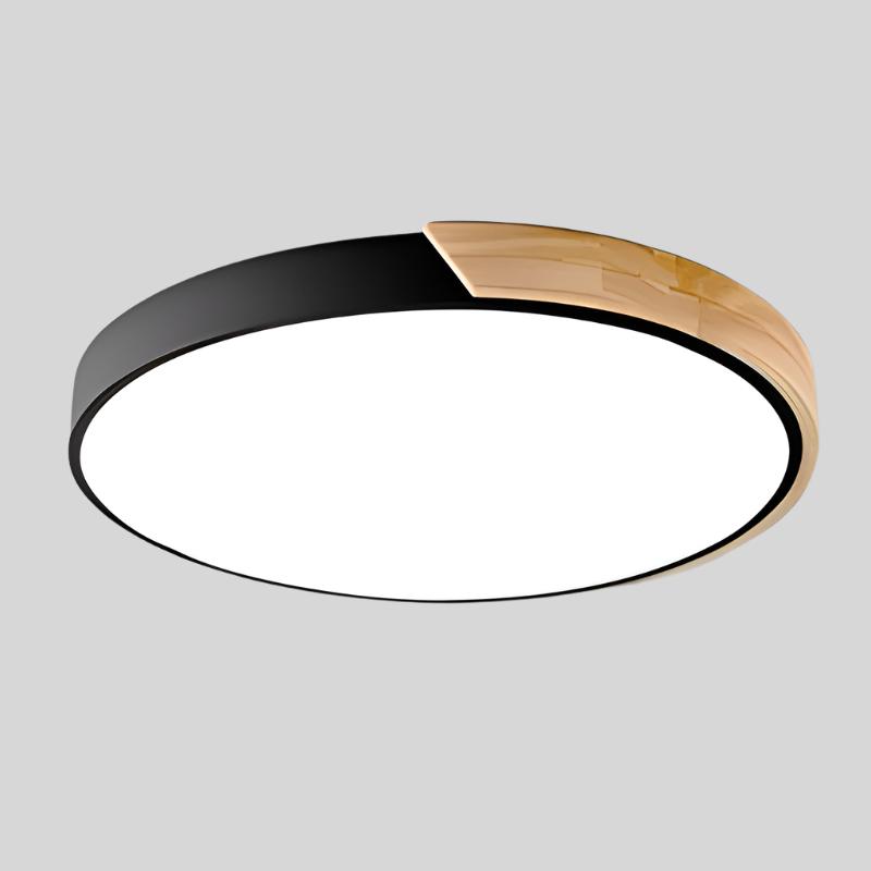 Luz de teto redonda fina, silhueta moderna e minimalista e brilho ambiente suave e quente