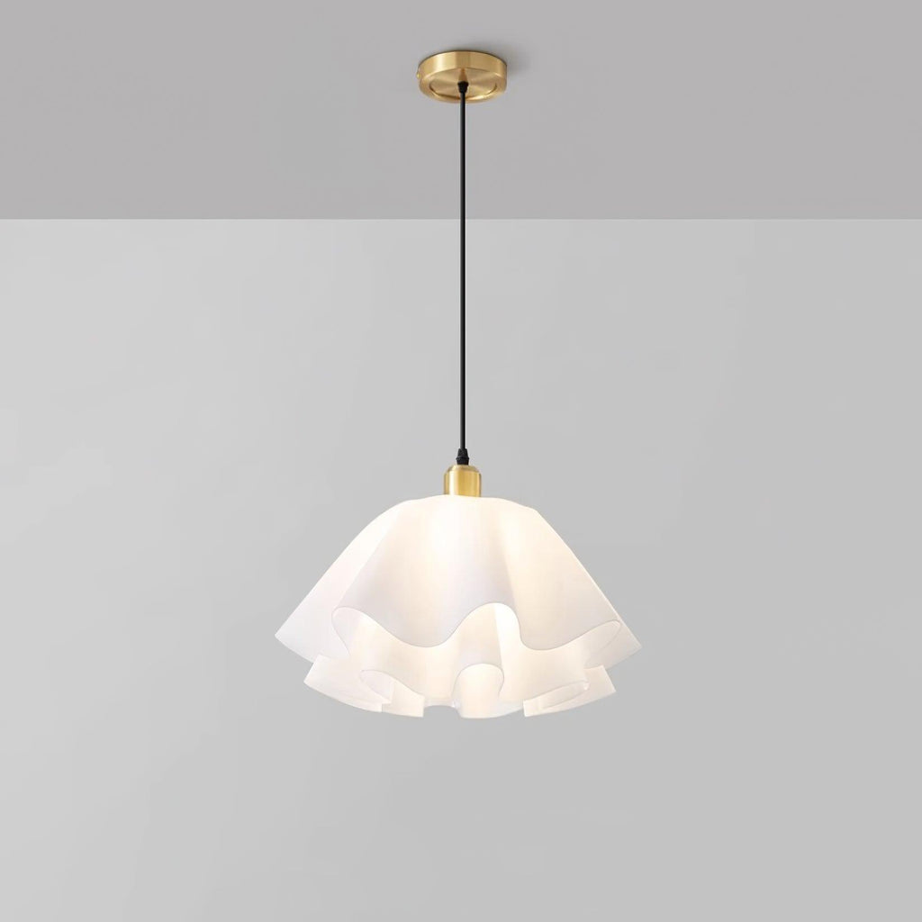 Gailon Pleated Pendant Lamp, Brass And White Finish, 30 Cm And 40 Cm Sizes