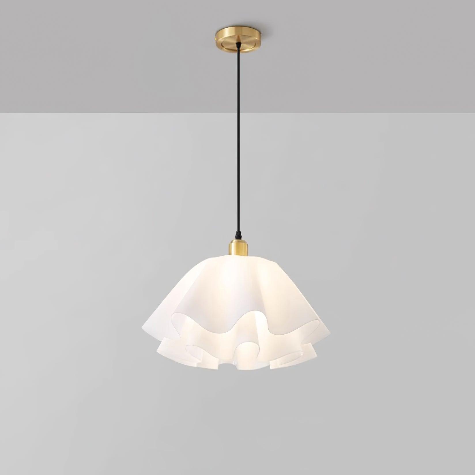 Gailon Pleated Pendant Lamp, Brass And White Finish, 30 Cm And 40 Cm Sizes