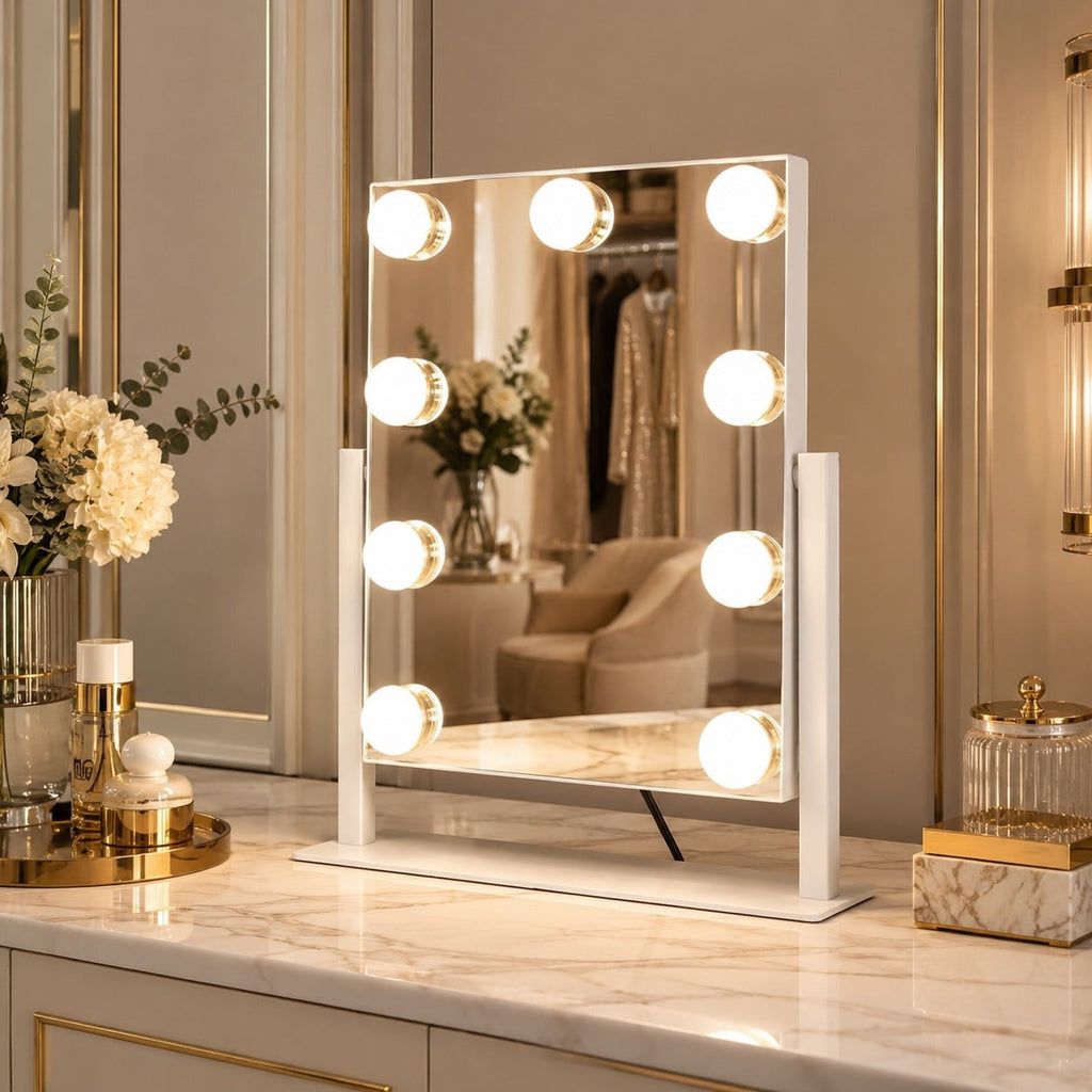 Hollywood Vanity Mirror with Lights Dimmable LED Bulbs 360° Rotating Touch Sensor | ribuella