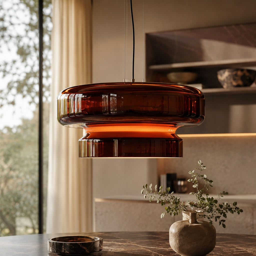 Modern Glass Pendant Lamp Adjustable Hanging Light LED Fixture for Kitchen and Dining | ribuella