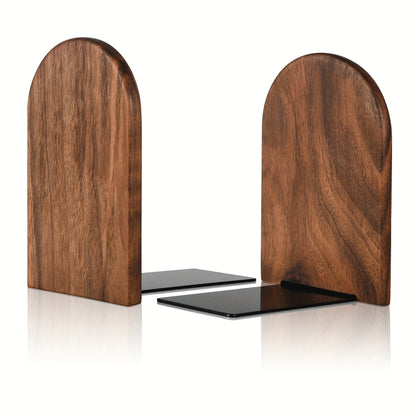 Sturdy Walnut Wood Bookends – Elegant Support for Your Shelves | ribuella