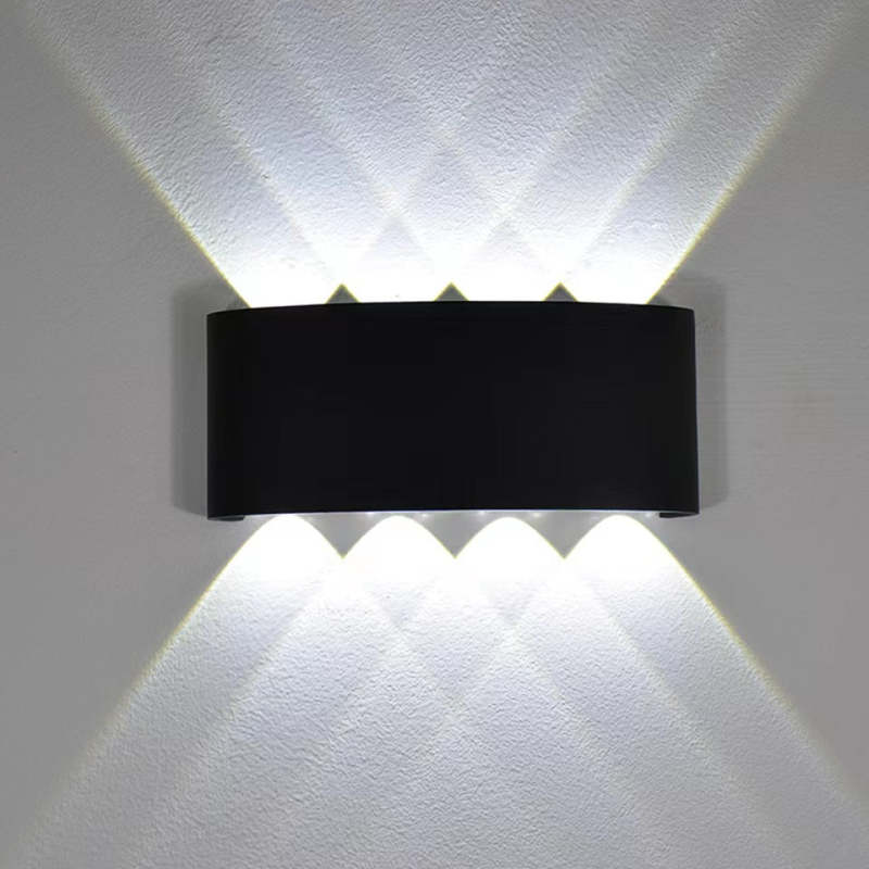 Tronix Rectangular Metal Outdoor Wall Lamp, Black White Water-Wave