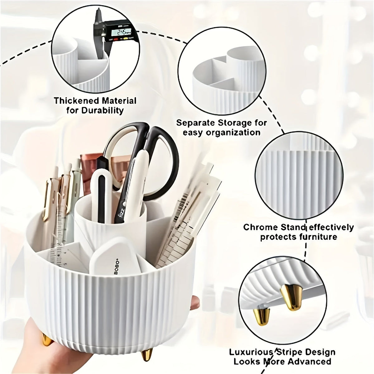 RevolveStyle - 360° Rotating Makeup Organizer with 5 Compartments | ribuella