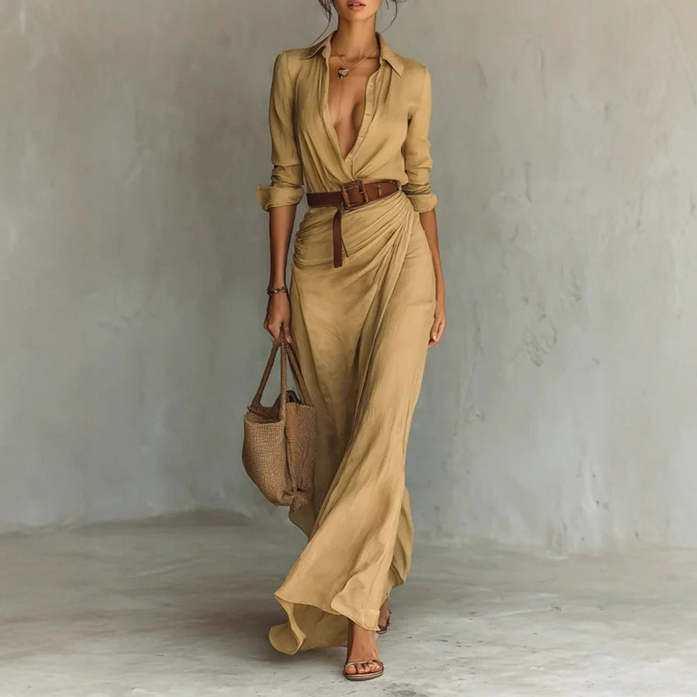 Robe Chemise Longue Drapée