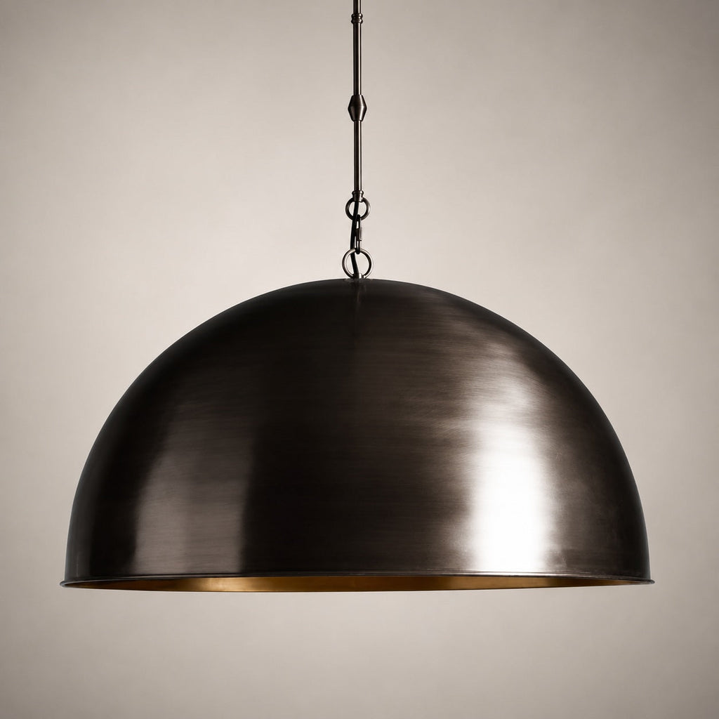 Large Modern Bronze Dome Pendant Light Adjustable Metal Hanging Fixture for Kitchen Island Dining Room | ribuella