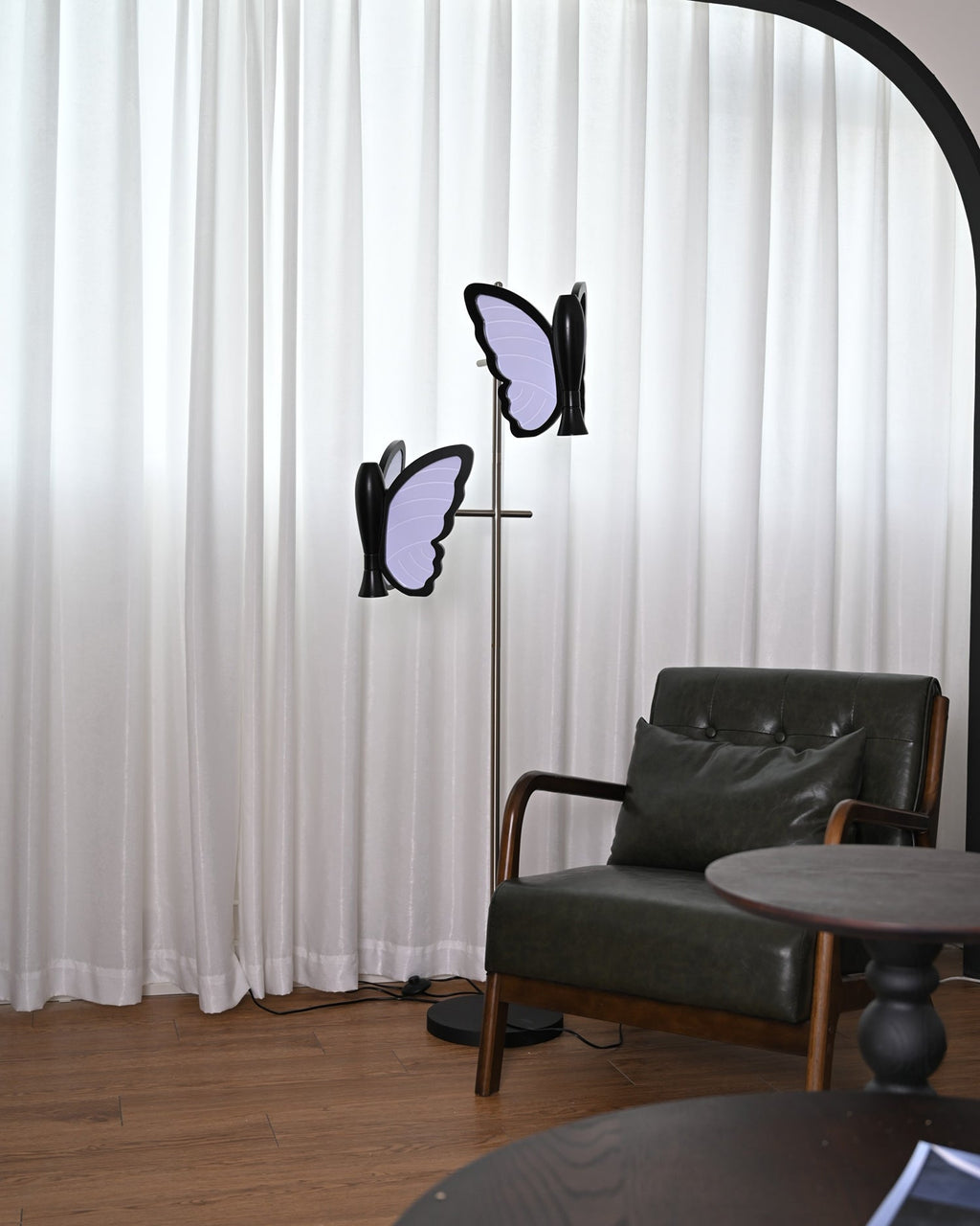 Galileo Butterfly Floor Lamp Sculptural Twin Wing Design Gold Finish Stand