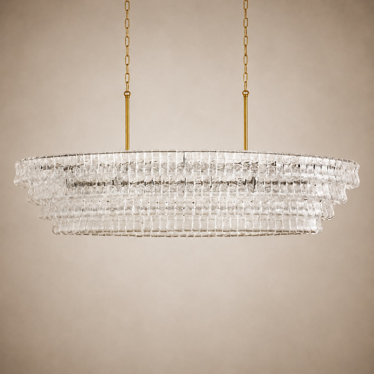 Modern Oval Chandelier Light Adjustable Hanging Steel Glass Fixture with 5 or 12 Bulb Options | ribuella