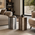 Contemporary Small Side Table with Irregular Top and Hand-Brushed Steel Finish for Versatile Spaces | ribuella