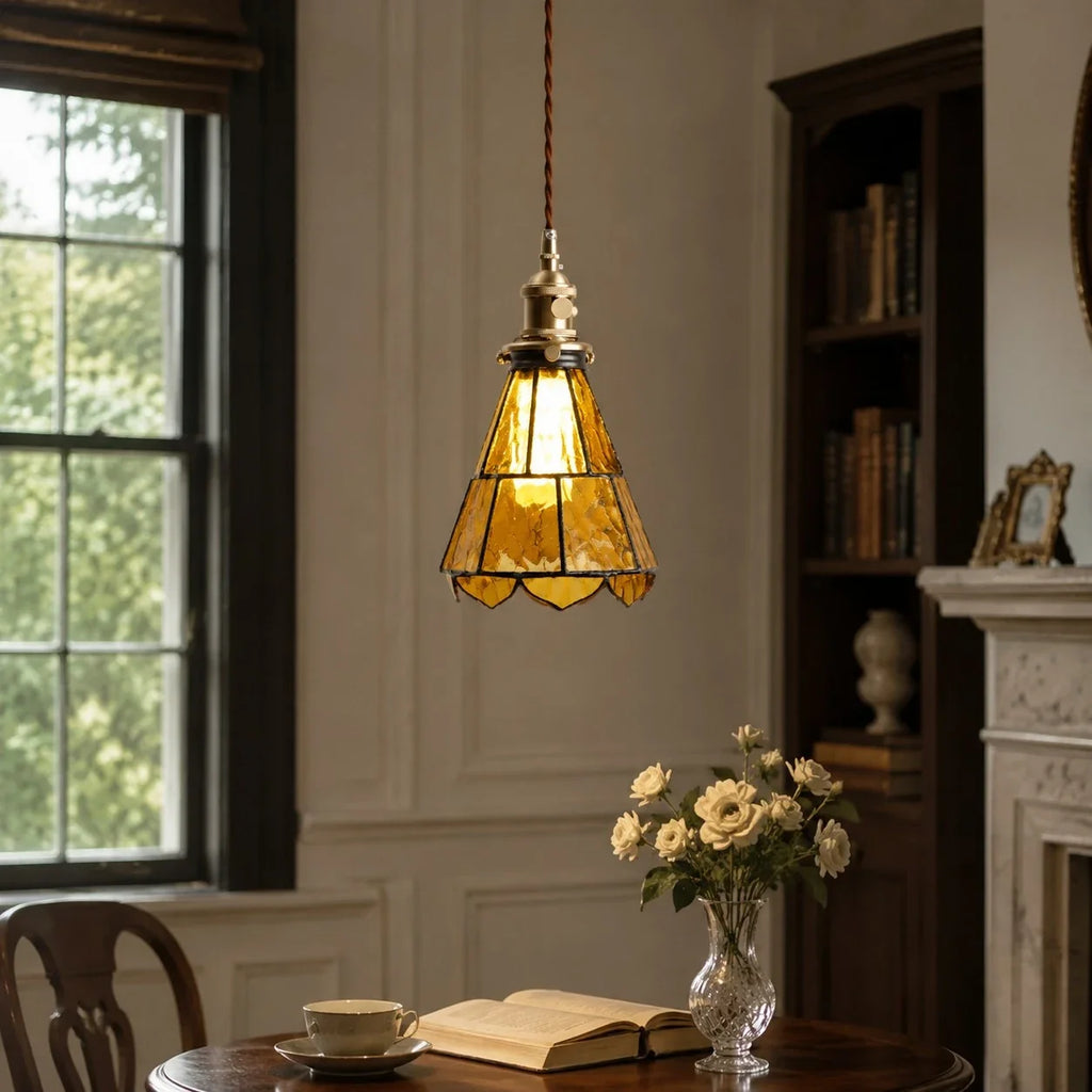 French Country Amber Rippled Glass Wall Fixture Finished In Warm Brass Hardware