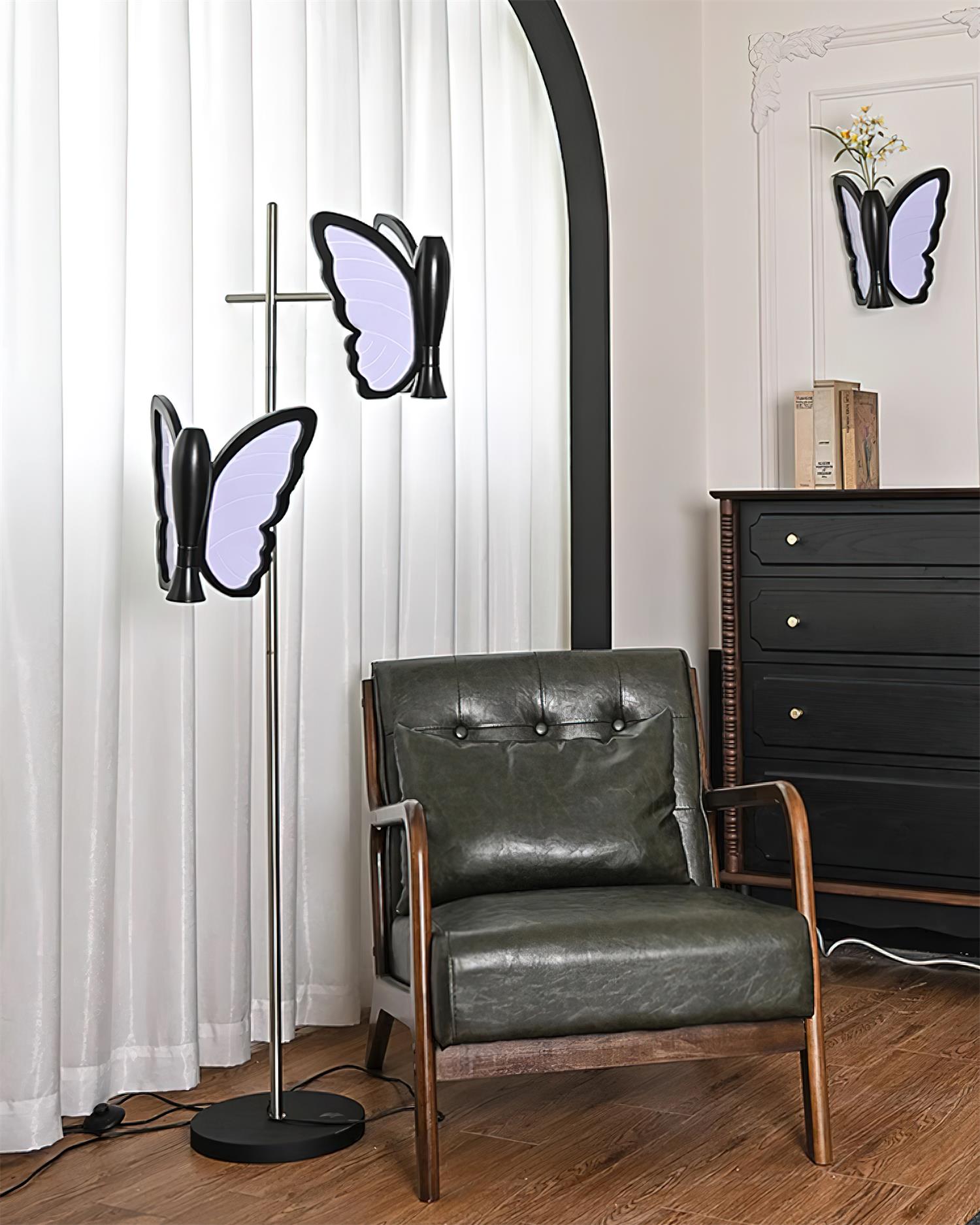 Galileo Butterfly Floor Lamp Sculptural Twin Wing Design Gold Finish Stand