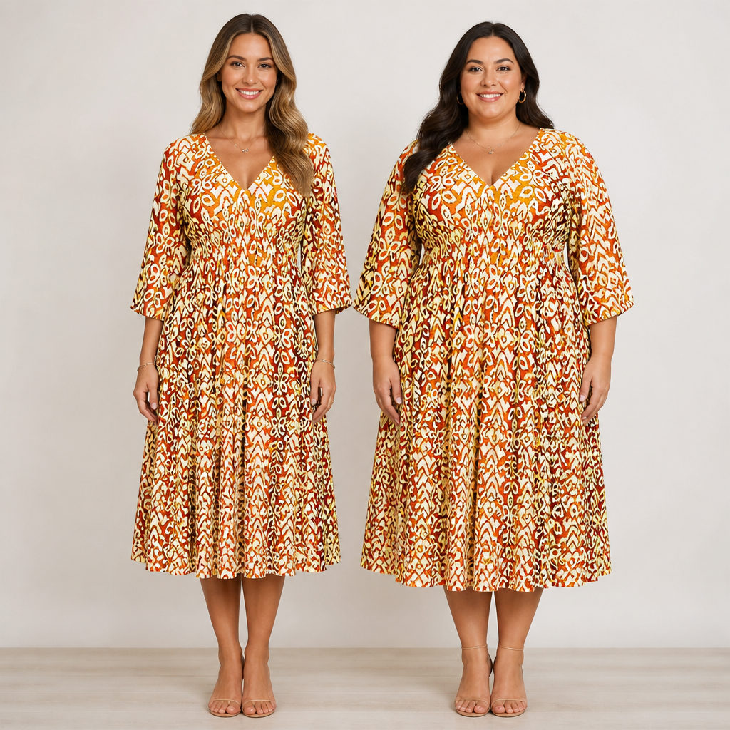 Serenelle Floral V-Neck Dress | Abrace as suas curvas com confiança natural durante todo o dia | ribuella