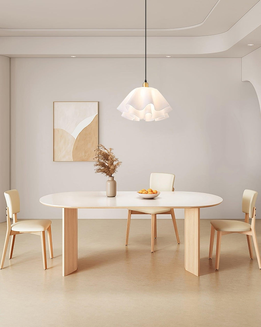 Gailon Pleated Pendant Lamp, Brass And White Finish, 30 Cm And 40 Cm Sizes