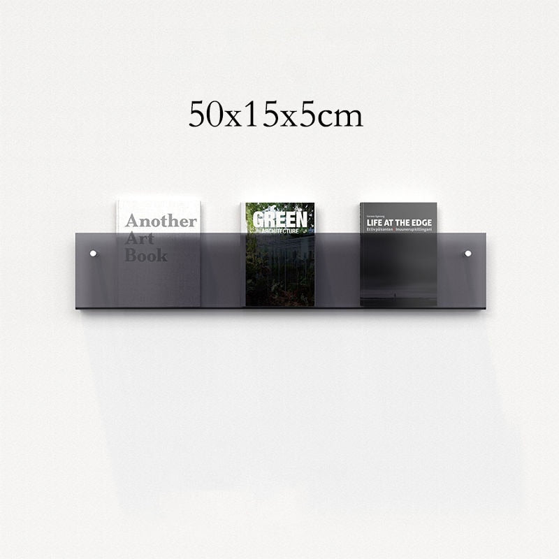 Wall-Mounted Acrylic Magazine Display Shelf — Floating Showcase
