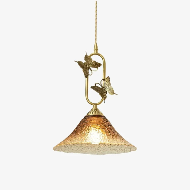 Vintage French Copper Butterfly Pendant Lamp