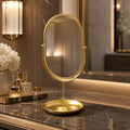 Modern Oval Makeup Mirror 360° Rotating Desktop Stand Wrought Iron Frame with HD Glass | ribuella
