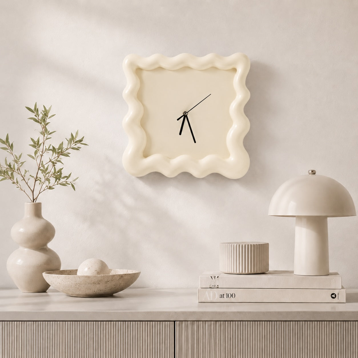 Modern Wall Clock Round Design Wall Mounted ABS Plastic Silent Movement 30cm | ribuella
