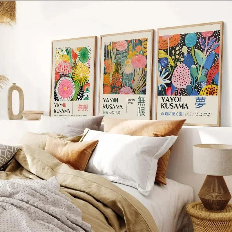 Japanese Inspired Wall Art Print, Vivid Colors And Striking Modern Patterns