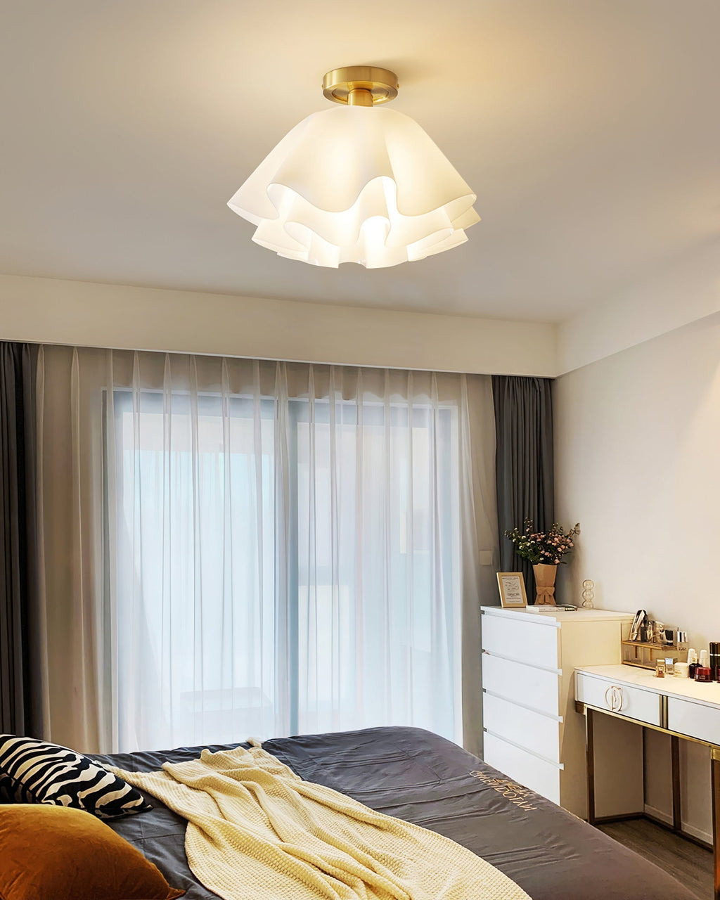 Gailon Contemporary Pleated Drum Ceiling Light Fixture