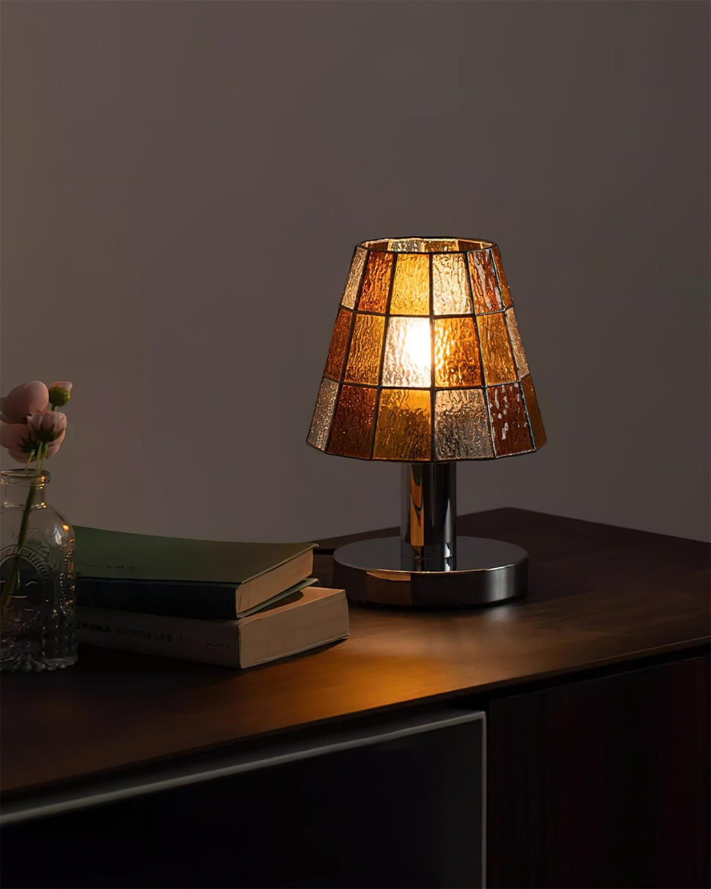 Fun Guy Table Lamp Contemporary Geometric Silhouette In Amber Blue And Clear Colors