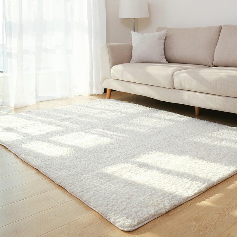8X10 Solid Shaggy Area Rug — Soft High-Pile Plush, Black And White