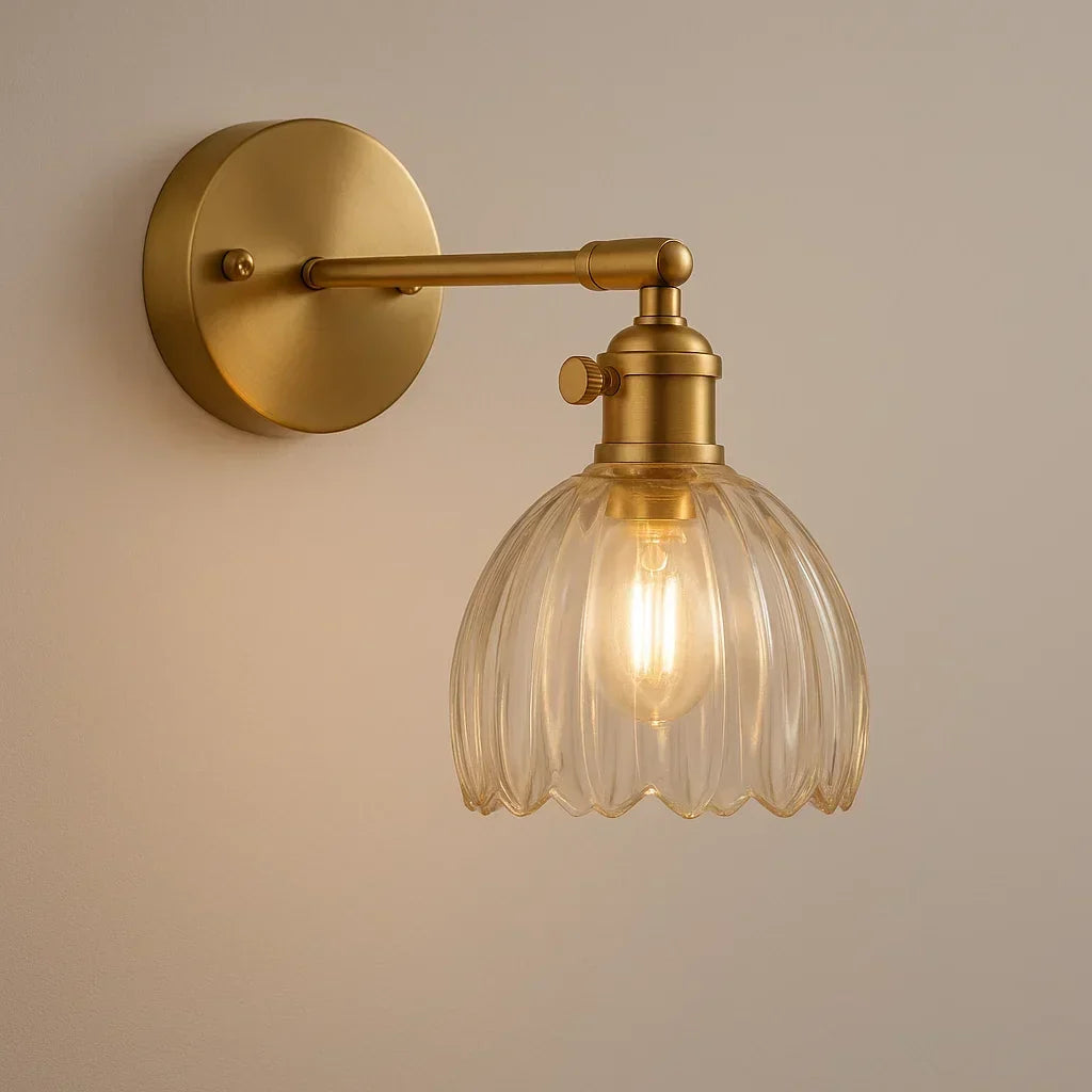 Vintage retro virágos tulipános falilámpa, elegáns ívű hangulatvilágítás