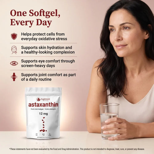 12mg Astaxanthin Softgels For Skin, Eye And Joint Support