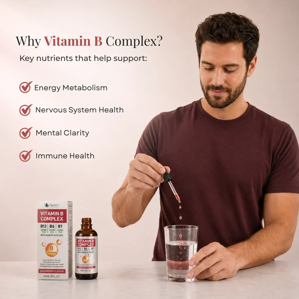 Flüssige B-Vitamin-Tropfen für gleichmäßige Energie und geistige Klarheit