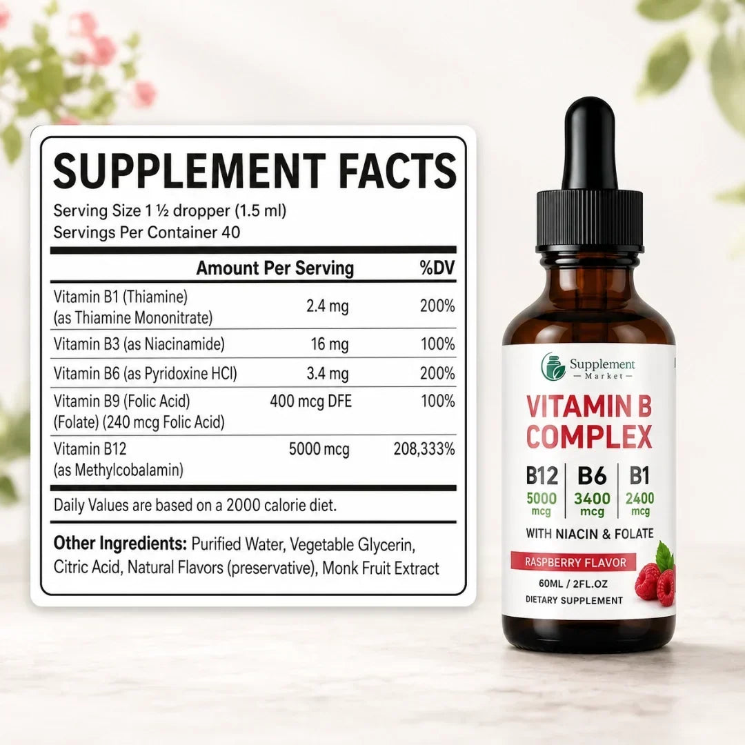 Flüssige B-Vitamin-Tropfen für gleichmäßige Energie und geistige Klarheit
