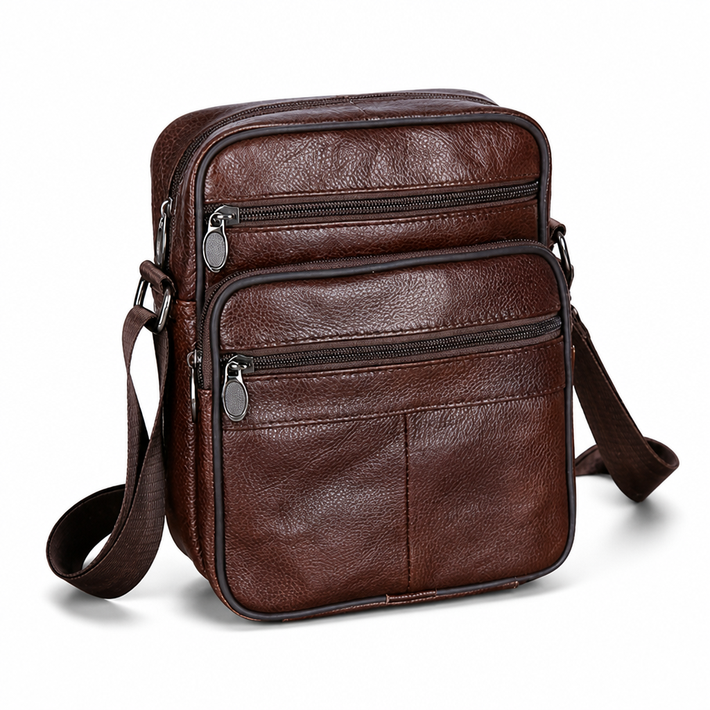 Top-Grain Cowhide Crossbody Bag (Multiple Compartments & Adjustable Strap) | ribuella