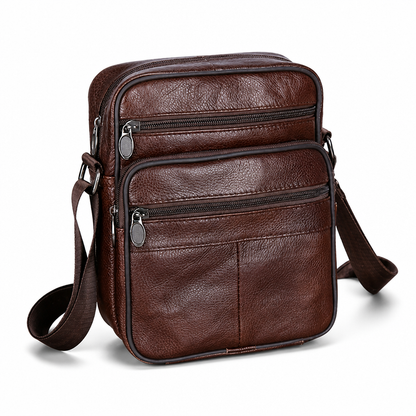 Top-Grain Cowhide Crossbody Bag (Multiple Compartments & Adjustable Strap) | ribuella
