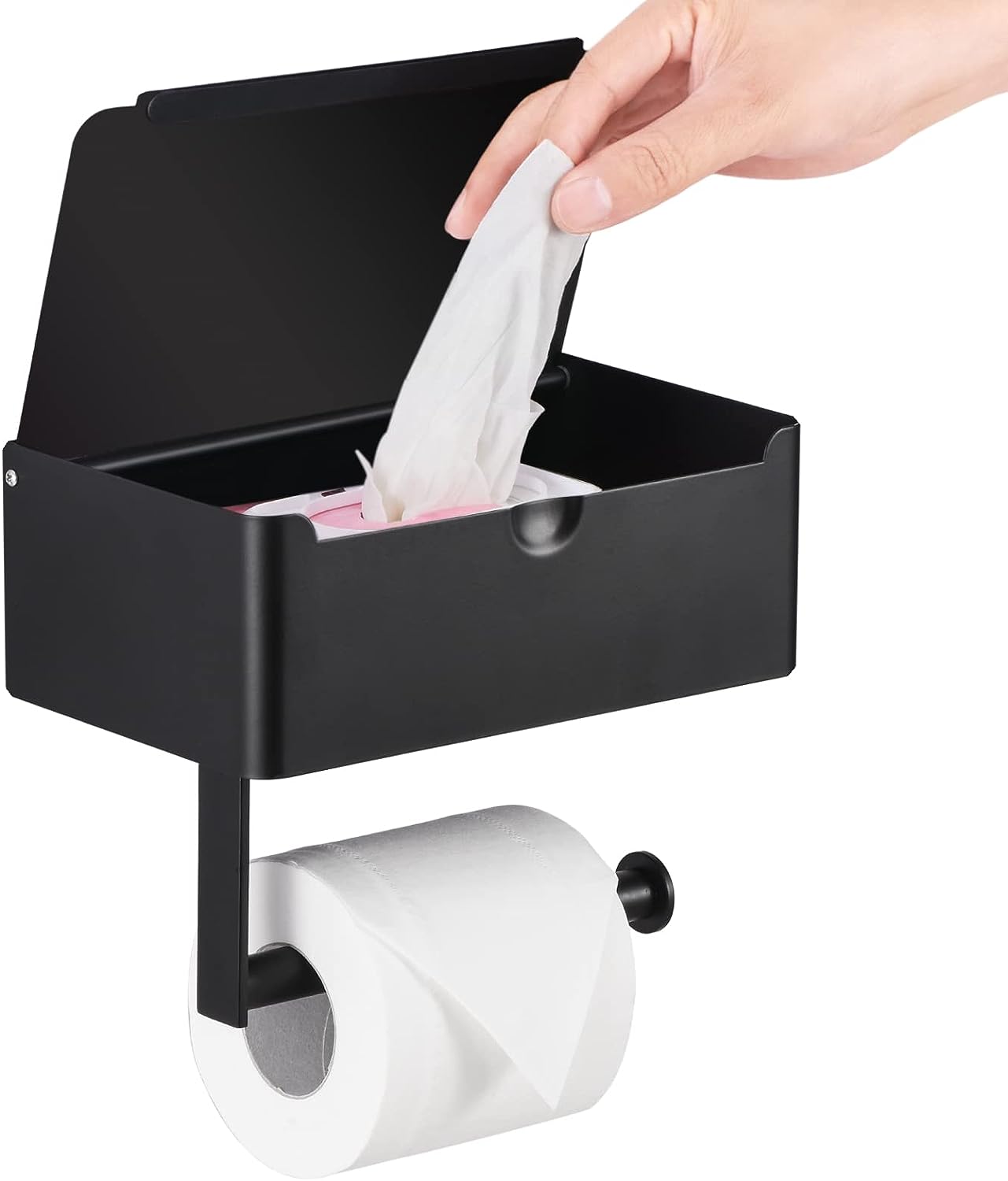 Tissue Dispenser - Stainless Steel Bathroom Paper Holder - 2-in-1 Shelf and Holder - SteelShelf | ribuella