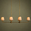 Luxury Brass Linear Chandelier with 6 Pleated Fabric Shades – Modern Adjustable Dining Room & Kitchen Island Pendant Light | ribuella