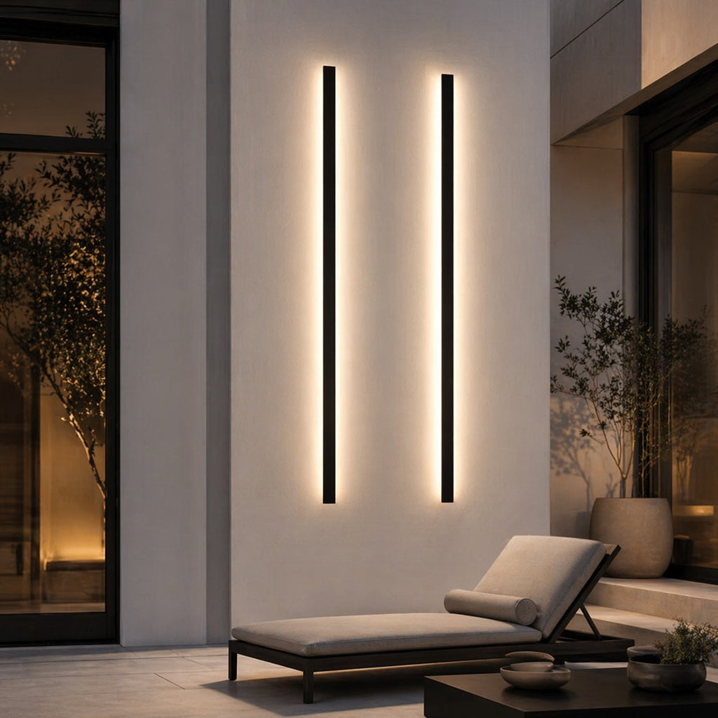 Dimmbare wasserdichte IP65-LED-Außenwandleuchte aus Aluminium, Streifenschirm, Schwarz | ribuella