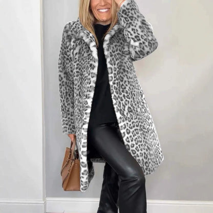 Manteau Mi-Long Imprimé Léopard