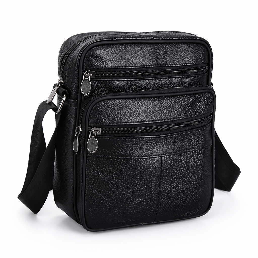 Top-Grain Cowhide Crossbody Bag (Multiple Compartments & Adjustable Strap) | ribuella