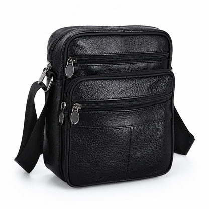 Top-Grain Cowhide Crossbody Bag (Multiple Compartments & Adjustable Strap) | ribuella