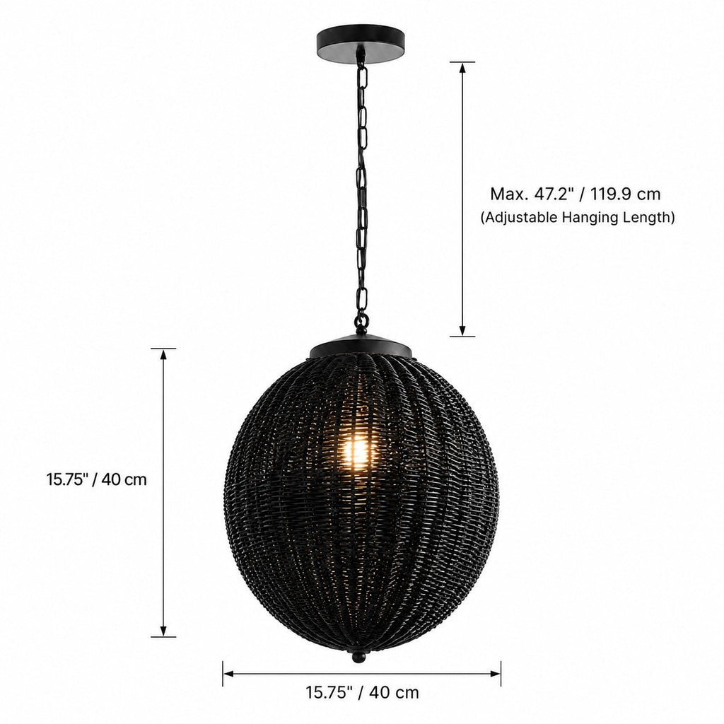 Waterproof Retro Pendant Light Adjustable Hanging Rattan Outdoor LED Warm White 4W | ribuella
