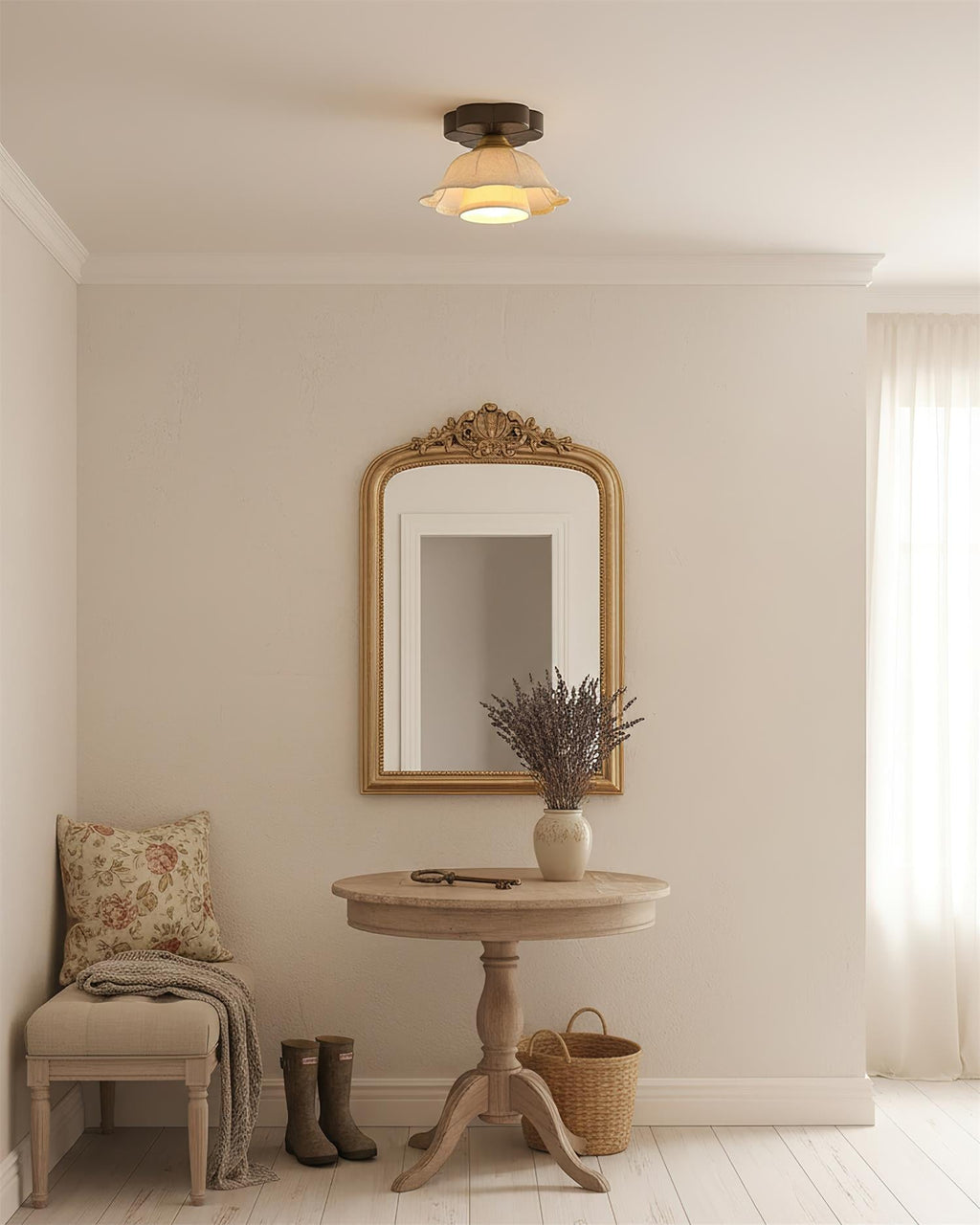Garcia Flower Ceiling Light, Scalloped Floral Design, Soft Ambient Glow